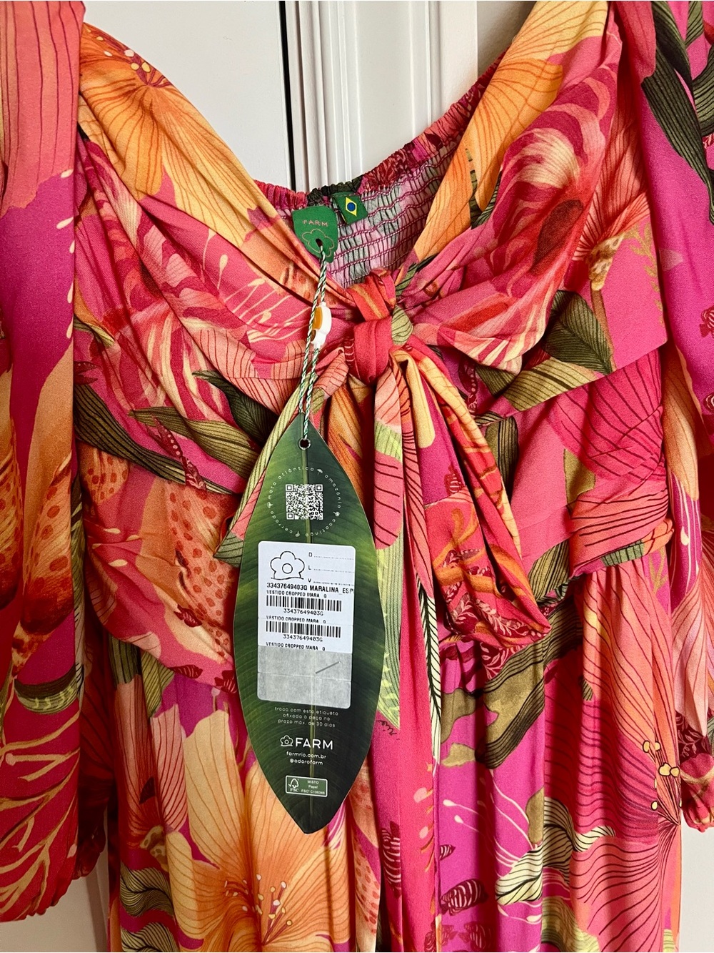 FARM Rio Brazil Hot Pink & Orange Floral Tie-Front Maxi Dress - Picture 2 of 8